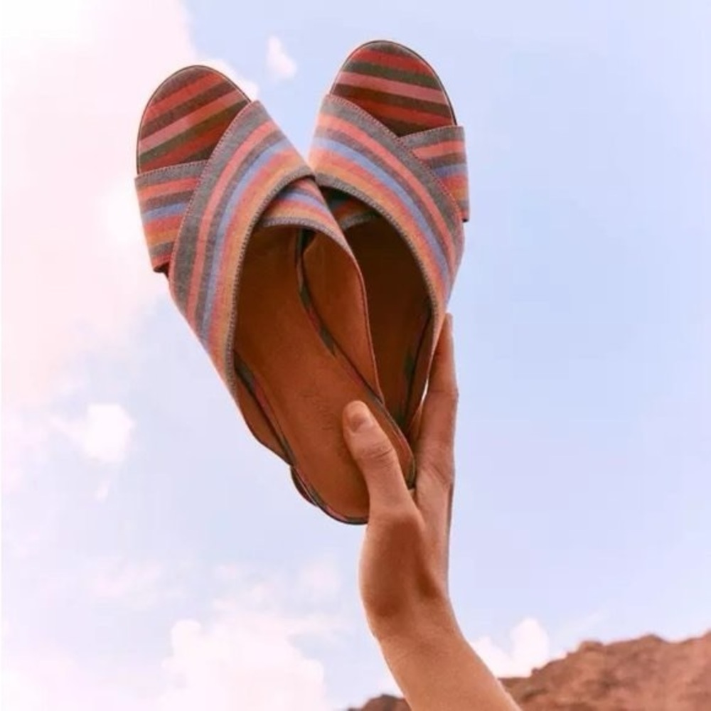 MADEWELL THE RUTHIE CRISSCROSS MULE IN RAINBOW STRIPS